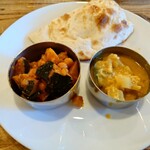 ヴェヌス サウス インディアン ダイニング - カボチャチャナマサラ&大根の豆カレー&ナン