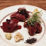 にほんしゅ酒場 むく - 鴨刺身三種盛り