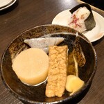 おらが蕎麦 - 本日のおでん3種(390円)おにぎり(160円)