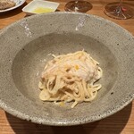 やまぐち - 暖かいパスタ、フカヒレ、フグ白子ソース、柚