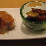 前菜（野菜の焼きウド巻き、ナスのシャンラータン）(2014.09)