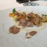 ハインツ・ベック - 雄鶏とカボチャのトルテッリーニ　グラナバダーノのソース「アルバ産白トリュフ添え」