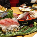 日本橋 墨之栄 - 生サバ、マナガツオ、ブリ、ミズダコ、鯛のお造り盛り合わせ
