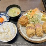とんかつ 鉄 - ヒレカツ定食＆クロガネメンチ　全貌
