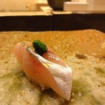 すし家 一柳 - 鯵　すりおろしネギ　・・