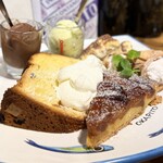 ピッツェリア トラットリア ダ オカピート - チョコレートとキウイのジェラート カンノーリ パネットーネ ティラミス リンゴのタルト