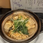 大衆割烹清繁 - 豚肉とワンタンの玉子とじ