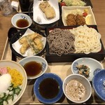 夢庵 - 料理写真:夢庵御膳（あいもり）、追加牡蠣フライ、餅天ぷら