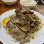 花月食堂 - 焼肉定食　肉盛　ニンニク有