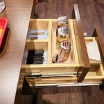 香港飯店0410 - 調味料・箸入れは横に。