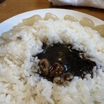 スマトラカレー 共栄堂 - カルデラに溜まったポークカレー溶岩、麓はらっきょう