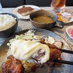 コーヒーショップ べべ - ご飯そそる唐揚げはマヨつけると笑っちゃう美味さになる!!