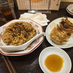藤が丘餃子酒場 つづみや - 台湾炒飯(869円)+ホルモン焼餃子(赤)(528円)+ウーロン茶(ホット)(363円)