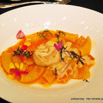 ホテル日航東京 - 2014.09　帆立貝のソテー　フルーツトマトのリガトーニ　マスカルポーネチーズソース