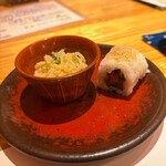 旬菜旬魚 たじま - お通し　子和えとネギトロ巻き