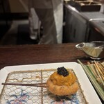 北新地　串かつ凡 - 雲丹キャビア×子持ち昆布
