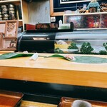 亀庄寿司 - カウンター  準備