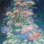 테우치 소바 시나노야 키치베에 - 店内装飾絵画（乱舞、あさぎまだら）　　　　　東京都美術館出展作品　　８０号油彩画