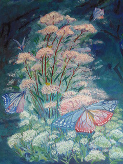 Teuchi Soba Shinano Ya Kichibee - 店内装飾絵画（乱舞、あさぎまだら）　　　　　東京都美術館出展作品　　８０号油彩画