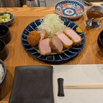 車道 フライのぶた福 - メンチと上ロースと上ヒレの三種盛り定食