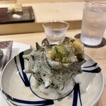 神楽桟 - サザエ薬味天ぷら