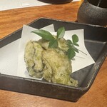 炉端とおでん 別邸 ろば炭魚 - 牡蠣の磯辺天麩羅　ちり酢添え