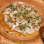 ファーマーズ ピッツェリア ドン ファーム - 白甘鯛のカルパッチョ。もっちりした身が独特