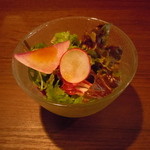 ラ・キュイジーヌ・ド　ウオタマ - ２０１４年１２月末のサラダ♪いろんな野菜が入っておりオリーブオイルベースのドレッシング(≧▽≦)この日はオリーブオイル少し柑橘系も入ってたような？