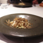 かわ村 - パスタ　帆立貝と竹の子のキターラ 黒トリュフがけ☆