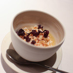 かわ村 - 前菜　車海老そぼろとルタバガのスフォルマート アグロドルチェソース☆