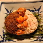 淡流 - 前菜(勢子蟹(外子、内子、身、底にシャリ))