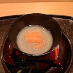 淡流 - 先付け(かぶら、しらさえび、岩津ねぎ、すり流し)