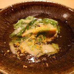 淡流 - 強肴(家島の鮑、しろ菜、からすみ)