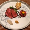 Salon du Kuma3 北新地 - 前菜(ローストビーフ、ユッケ、4種サラダ、鱈の白子フリット、菊芋ソース、タスマニアマスタードソース)