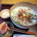 板蕎麦 香り家 - ほうれん草とホタテの豆乳そば  (大盛り)