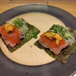 Washoku バル かめすけ - 一番下は、山芋を揚げたお餅みたいなのが、隠れてます