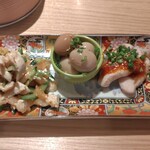 焼売のジョー - コースの鶏むね肉と中華クラゲ、うずらの味玉、よだれ鶏