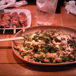 炭火焼 鳥つね - 芋焼酎五代、ニラ玉、つくね