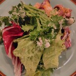 ゴーシェ - 自家製シカハムと北海道産モッツァレラ葉野菜のサラダ（トマト・柿）