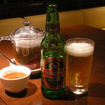 水蓮月 - 青島ビール、プーアール茶
