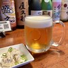 散歩亭 - 生ビール ハートランド 750円。
お通し 鯖節おから 500円。