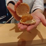 銀座 しのはら - フォアグラとあんぽ柿最中