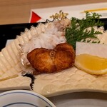 馬車道 大かわ - 焼蟹フグ唐揚げ　カラスミ大根