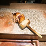 炭割烹 新谷 - 熊野地鶏のもも肉を使ったねぎ身 ◎