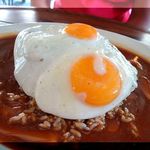 Goofy Cafe & Dine - ビッグアイランドビーフのロコモコ(玄米で)＄14.00 