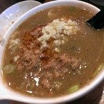 麺や マルショウ - 年に一度の鶏白湯つけ麺-台湾ミンチ&ニンニク投入すれば"台湾つけ麺"化(2014/12)