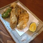 蕎麦割烹 ながの - 階上（はしかみ）カキと市川蓮根2種の天ぷら