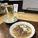 特撰ひやむぎ きわだち - こぼれスパークリングワイン、スジ煮込み