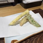 特撰ひやむぎ きわだち - 茄子、舞茸、スナップエンドウ