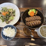 グリルケー ファームズ アグリパーク上里店 - 【2026.1.10(土)】②ハンバーグ240gランチ（ハンバーグ＋飯食べ放題＋野菜サラダ＋スープバー）1,330円
